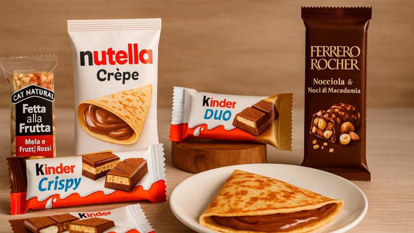 Prodotti Ferrero su sfondo chiaro