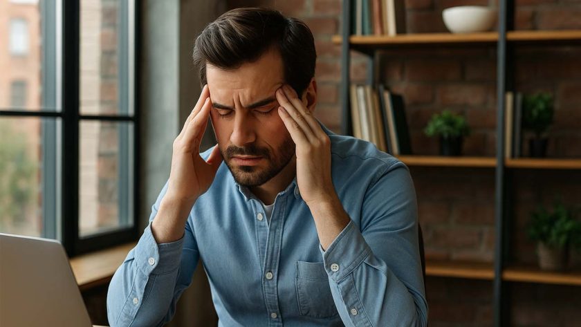 Uomo stressato al computer